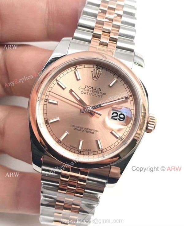 Swiss Grade 2 Tone Rose Gold Rolex Datejust 36mm Jubilee Watch AR Factory Swiss Grade 2 Tone Rose Gold Rolex Datejust 36mm Jubilee Watch AR Factory