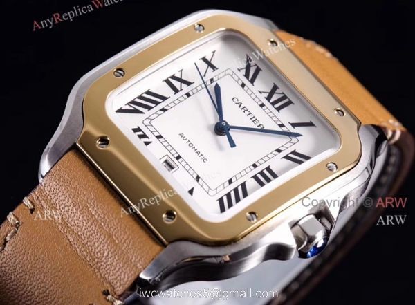 2018 New Santos De Cartier Watch Collection Cartier Santos Brown Leather Strap White Roman Dial Watches 2018 New Santos De Cartier Watch Collection Cartier Santos Brown Leather Strap White Roman Dial Watches