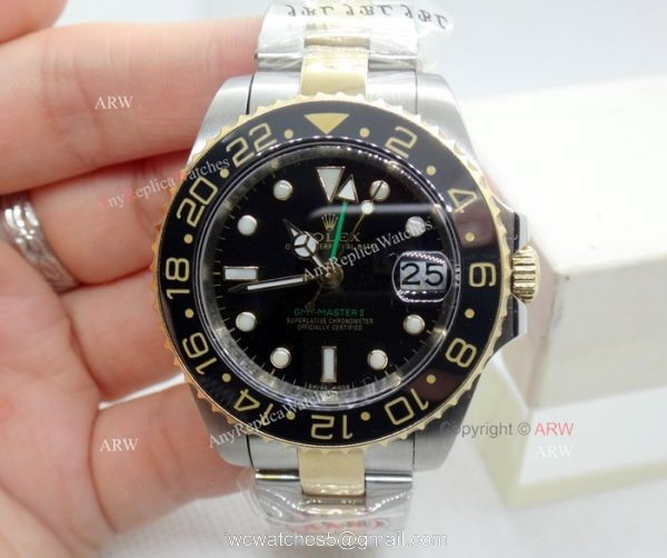 High Quality Rolex GMT Master Two Tone Case Black Dial Ladys Watch High Quality Rolex GMT Master Two Tone Case Black Dial Ladys Watch