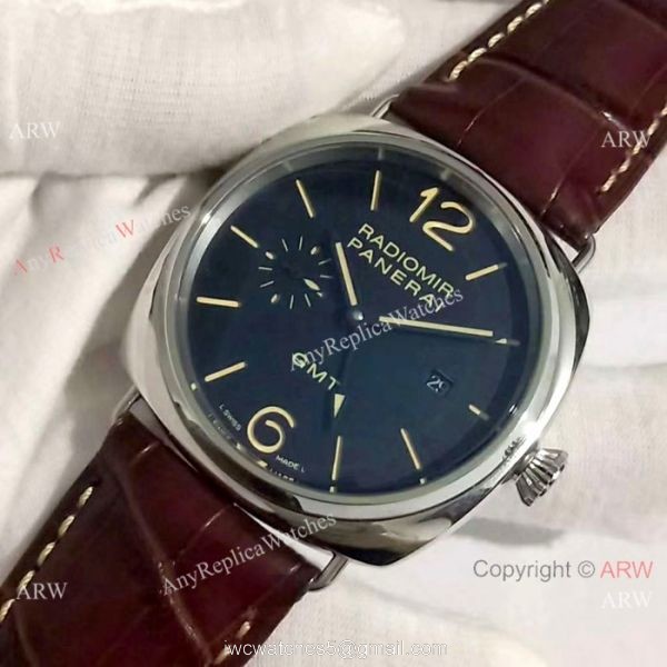 AAA Replica Panerai Radiomir GMT Brown Leather Strap Watch PAM 421 AAA Replica Panerai Radiomir GMT Brown Leather Strap Watch PAM 421