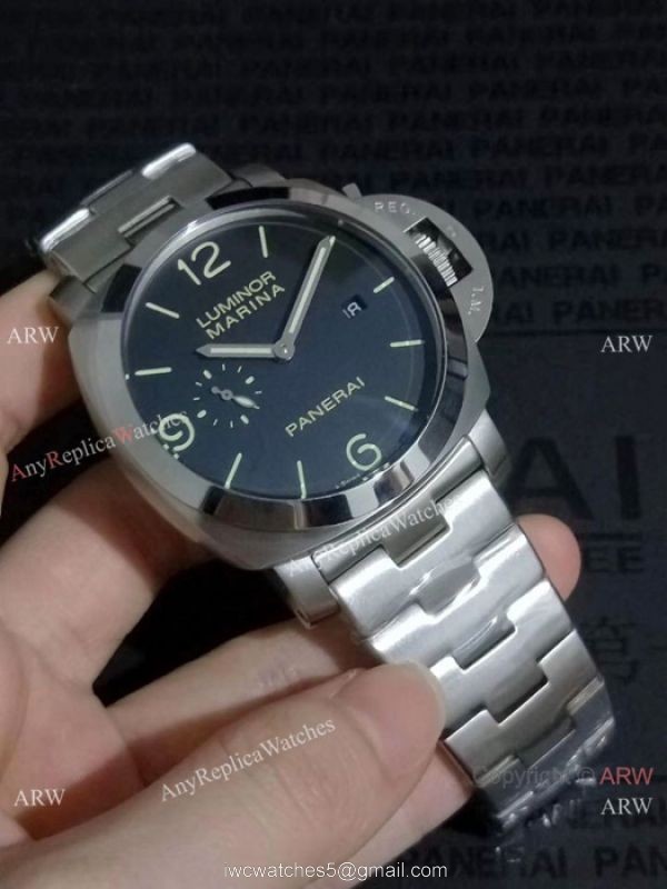 Copy Panerai Luminor Steel Bracelet Black Face PAM00328 Copy Panerai Luminor Steel Bracelet Black Face PAM00328