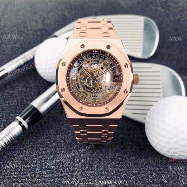Audemars Piguet Royal Oak Rose Gold 43mm Watch / Fake AP Skeleton Audemars Piguet Royal Oak Rose Gold 43mm Watch / Fake AP Skeleton