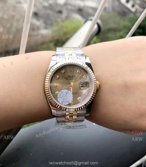 Replica Rolex Datejust Gold White Face with Diamond Watch 36mm Replica Rolex Datejust Gold White Face with Diamond Watch 36mm