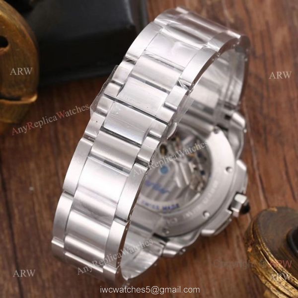 Calibre De Cartier Tourbillon Stainless steel White Dial Watches Calibre De Cartier Tourbillon Stainless steel White Dial Watches