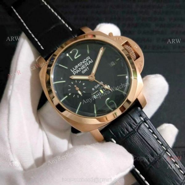 New Replica Panerai Luminor GMT power reserve Watch Rose Gold Green Markers New Replica Panerai Luminor GMT power reserve Watch Rose Gold Green Markers