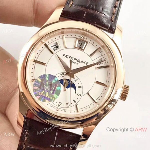 (KM)Swiss Patek Philippe Moonphase Replica Watch Rose Gold Annual Calendar Face (KM)Swiss Patek Philippe Moonphase Replica Watch Rose Gold Annual Calendar Face