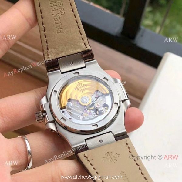 Swiss Copy Patek Philippe Nautilus 7118 Watches White Dial Brown Leather Band Swiss Copy Patek Philippe Nautilus 7118 Watches White Dial Brown Leather Band