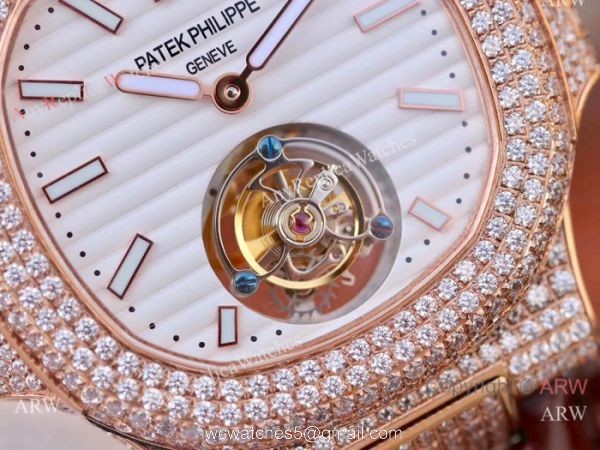 Swiss Replica Patek Philippe Nautilus Jumbo R8 Watch Rose Gold Iced Out Swiss Replica Patek Philippe Nautilus Jumbo R8 Watch Rose Gold Iced Out