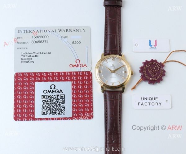 Swiss 2824 Omega De Ville Replica Watch Gold Case Silver Dial Swiss 2824 Omega De Ville Replica Watch Gold Case Silver Dial