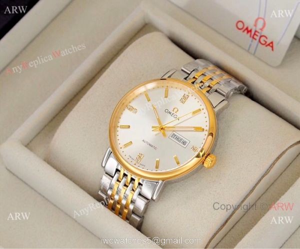 Fake Omega day date Automatic Watch 2-Tone Silver Dial Fake Omega day date Automatic Watch 2-Tone Silver Dial