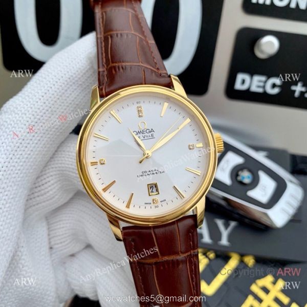 Clone Omega De Ville SS Black Leather Strap Watches 42mm Clone Omega De Ville SS Black Leather Strap Watches 42mm