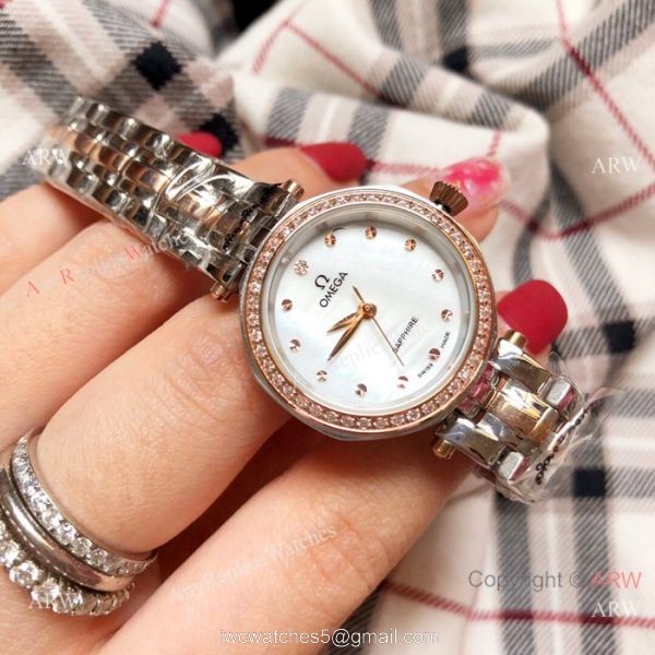 Replica Omega Women Watches Stainless Steel White MOP Dial Replica Omega Women Watches Stainless Steel White MOP Dial