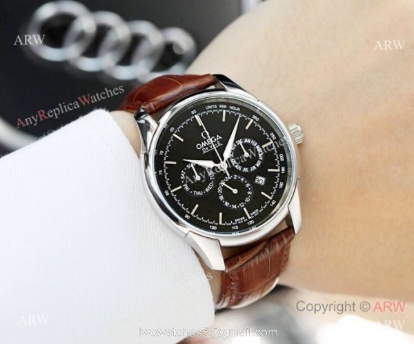 Copy Omega De Ville Complications Men Watches White Dial Black Band Copy Omega De Ville Complications Men Watches White Dial Black Band