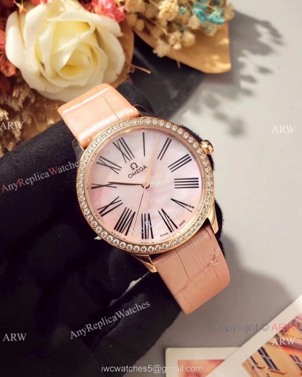 Omega De Ville Tresor Ladies Watches Blue MOP Dial Rose Gold Omega De Ville Tresor Ladies Watches Blue MOP Dial Rose Gold