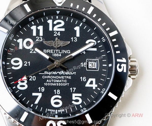 Swiss Copy Breitling Superocean II Sapphire Glass Watch Silver Case Blue Face Swiss Copy Breitling Superocean II Sapphire Glass Watch Silver Case Blue Face