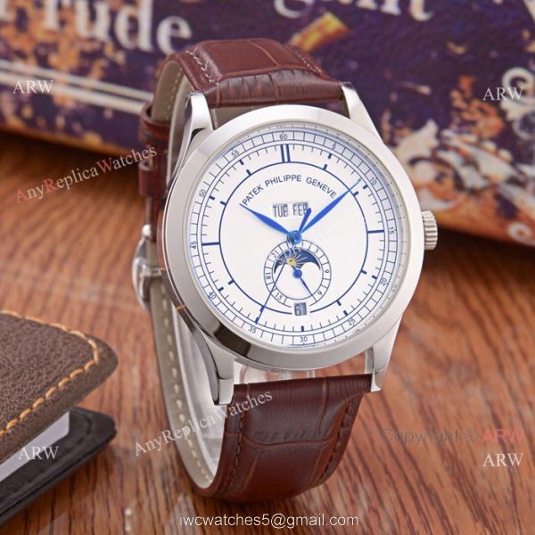 Clone Patek Philippe Perpetual Calendar Watch White Dial Stainless Steel Case Clone Patek Philippe Perpetual Calendar Watch White Dial Stainless Steel Case