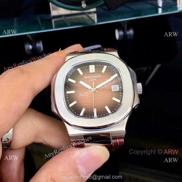 Patek Philippe Nautilus Replica Watches Rose Gold Brown Leather Strap Patek Philippe Nautilus Replica Watches Rose Gold Brown Leather Strap