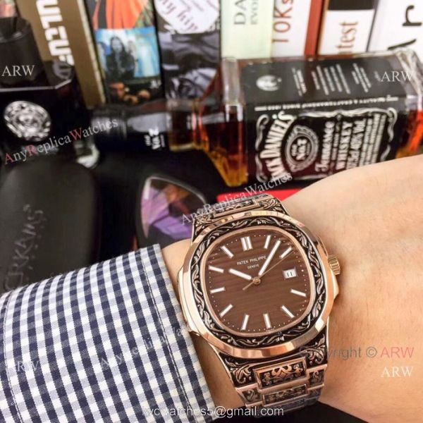 Clone Patek Philippe Nautilus White Face Rose Gold Tattoo Watch 40mm Clone Patek Philippe Nautilus White Face Rose Gold Tattoo Watch 40mm