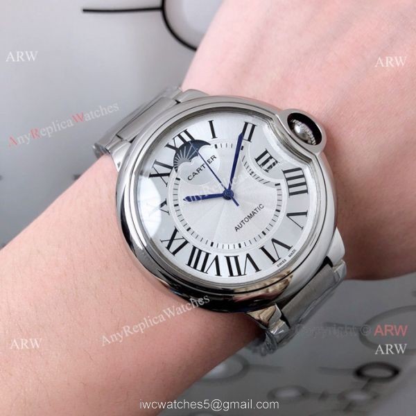 Cartier Ballon Bleu Stainless Steel Black Moonphase Watch New Replica Cartier Ballon Bleu Stainless Steel Black Moonphase Watch New Replica