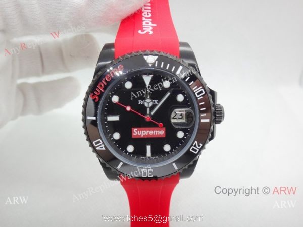 Rolex Supreme limited edition Red Rubber Strap Copy Watch 40mm Rolex Supreme limited edition Red Rubber Strap Copy Watch 40mm