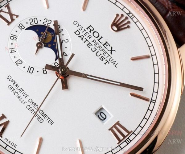 Rolex Datejust Moonphase Swiss 8217 Watches Rose Gold White Face Rolex Datejust Moonphase Swiss 8217 Watches Rose Gold White Face