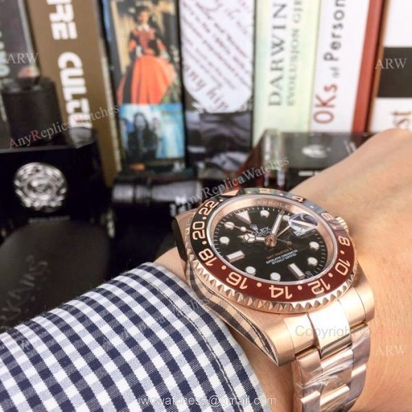 UR Replica Rolex GMT 2018 Root-Beer Rose Gold Black Dial Watch Swiss Grade UR Replica Rolex GMT 2018 Root-Beer Rose Gold Black Dial Watch Swiss Grade