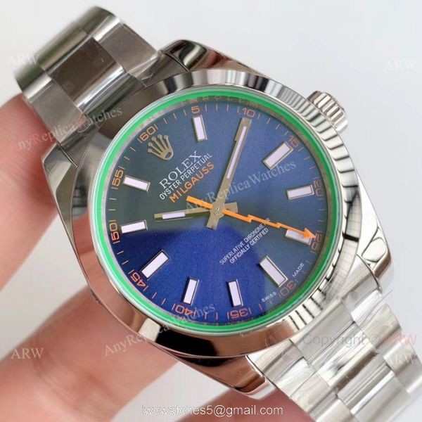 AR Replica Rolex Milgauss ETA2824 Stainless Steel Blue Dial Watch Swiss Made AR Replica Rolex Milgauss ETA2824 Stainless Steel Blue Dial Watch Swiss Made