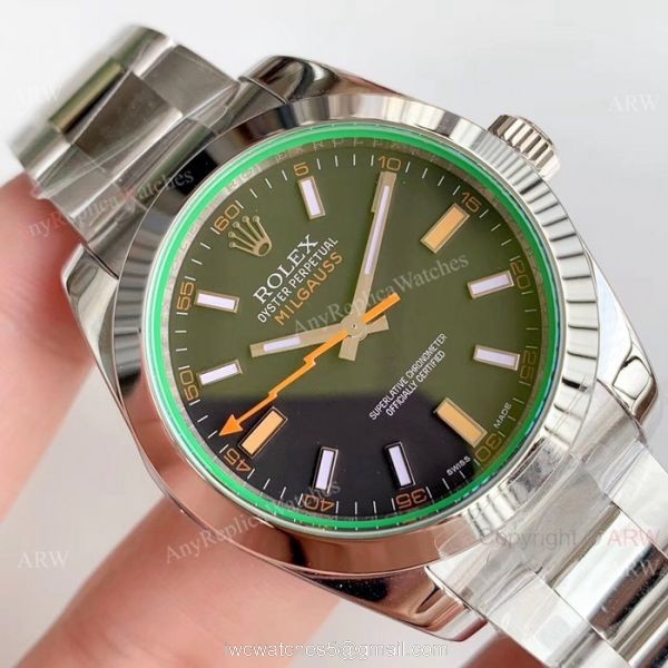 1:1 AR Replica Rolex Milgauss ETA 2824 Watch 904L Steel Black Dial 1:1 AR Replica Rolex Milgauss ETA 2824 Watch 904L Steel Black Dial