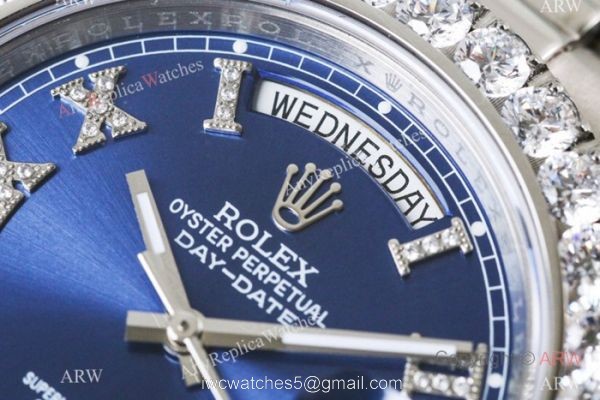 N9 Swiss 2836 Stainless Steel Blue Dial Rolex Presidential 41mm Replica Watch N9 Swiss 2836 Stainless Steel Blue Dial Rolex Presidential 41mm Replica Watch