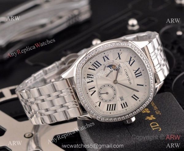 New Copy Cartier Drive de Moonphase Watch White Dial Black Leather Band New Copy Cartier Drive de Moonphase Watch White Dial Black Leather Band