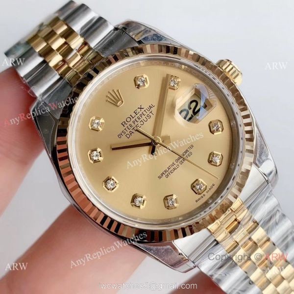 Rolex ?R Factory Datejust Two-Tone Diamond Swiss Replica Watch V2 Version Rolex ?R Factory Datejust Two-Tone Diamond Swiss Replica Watch V2 Version