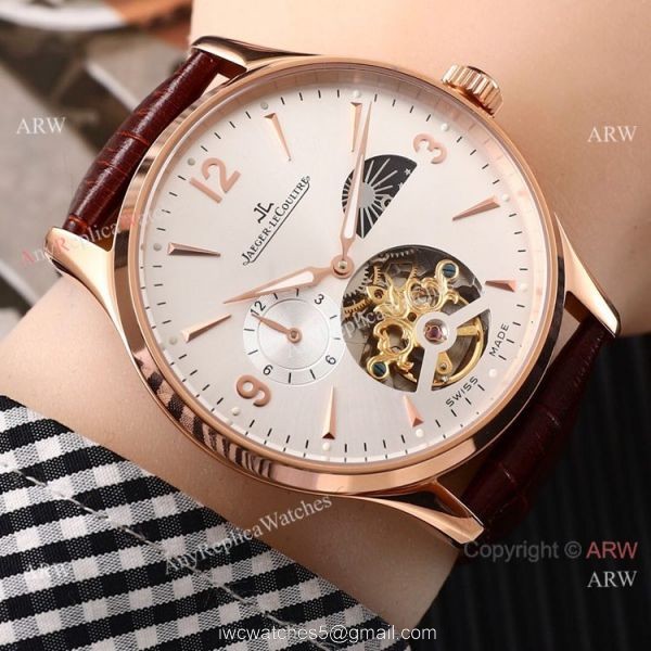 Fake Jaeger LeCoultre Tourbillon White Dial Black Leather Band Watch 42mm Fake Jaeger LeCoultre Tourbillon White Dial Black Leather Band Watch 42mm