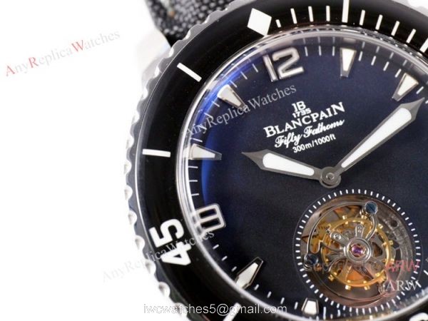 Swiss Replica Blancpain Fifty Fathoms Tourbillon Watch SS Black Dial Swiss Replica Blancpain Fifty Fathoms Tourbillon Watch SS Black Dial