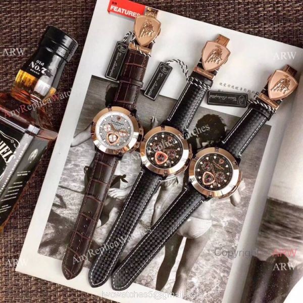 Copy Lamborghini Herrenuhr Quartz watch Rose Gold Bezel Silver Dial Copy Lamborghini Herrenuhr Quartz watch Rose Gold Bezel Silver Dial