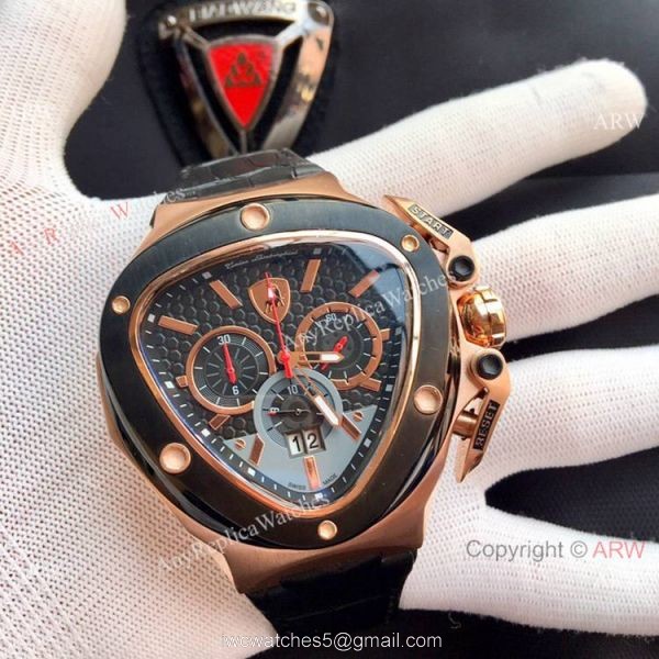 High Quality Tonino Lamborghini Spyder 1000 watch SS Black Leather Band High Quality Tonino Lamborghini Spyder 1000 watch SS Black Leather Band