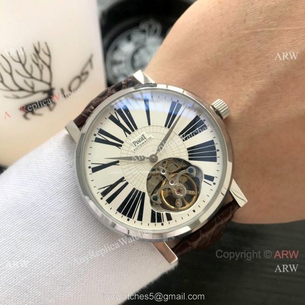 Clone Piaget Tourbillon Rose Gold White Roman Dial Men Watch Clone Piaget Tourbillon Rose Gold White Roman Dial Men Watch