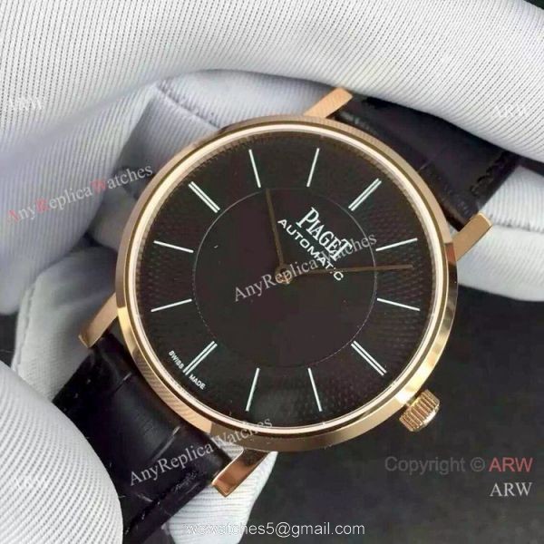 1 1 Swiss Replica Piaget Altiplano 9015 Rose Gold Black Dial Watch 1 1 Swiss Replica Piaget Altiplano 9015 Rose Gold Black Dial Watch