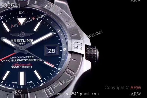 Replica Breitling Avenger II GMT 2836 SS Black Dial Watch GF Factory Replica Breitling Avenger II GMT 2836 SS Black Dial Watch GF Factory