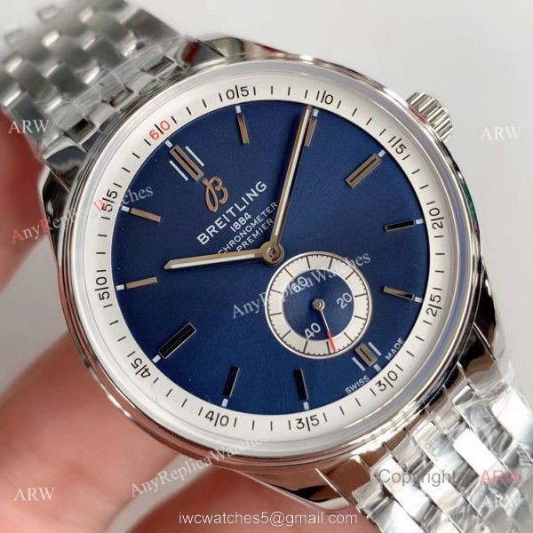 Swiss Grade A Breitling Premier Replica Watch Stainless Steel Blue Face Swiss Grade A Breitling Premier Replica Watch Stainless Steel Blue Face