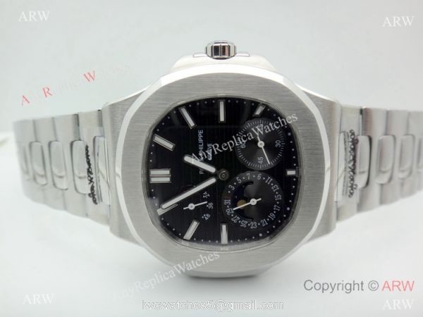 Copy Patek Philippe Nautilus Power Reserve Watch Stainless Steel Black 40mm Copy Patek Philippe Nautilus Power Reserve Watch Stainless Steel Black 40mm