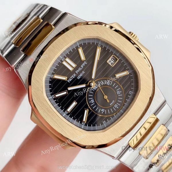 Highest Quality Copy Patek Philippe Nautilus Two Tone Black Watch Swiss Grade 1 Highest Quality Copy Patek Philippe Nautilus Two Tone Black Watch Swiss Grade 1