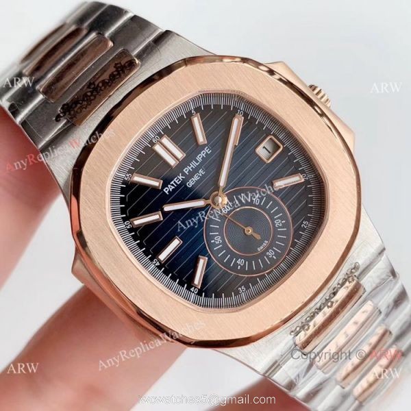 Swiss Grade One Copy Patek Philippe Nautilus watch 2-Tone Rose Gold Blue Dial Swiss Grade One Copy Patek Philippe Nautilus watch 2-Tone Rose Gold Blue Dial
