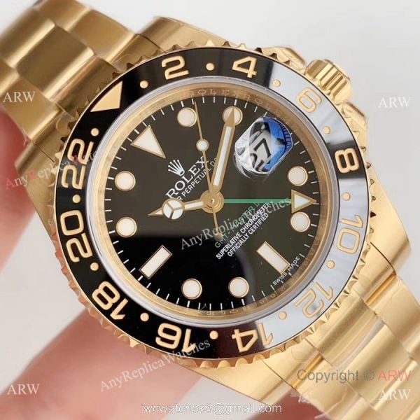 (EW Factory) Swiss Copy Rolex GMT-Master II 2836 Watch Yellow Gold Black Ceramic (EW Factory) Swiss Copy Rolex GMT-Master II 2836 Watch Yellow Gold Black Ceramic