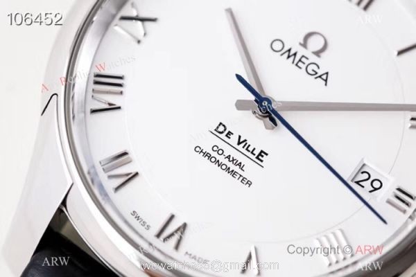 Swiss Grade 1 Omega De Ville Co Axial White Dial Leather Strap Watch VS Factory Swiss Grade 1 Omega De Ville Co Axial White Dial Leather Strap Watch VS Factory