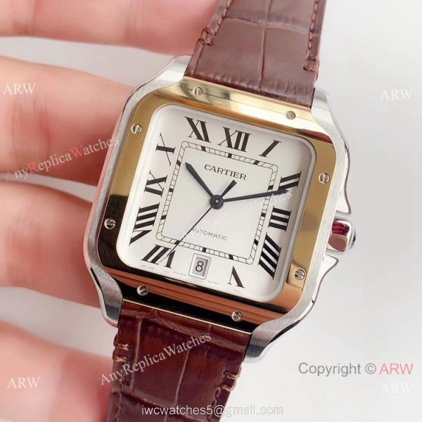 Swiss Replica Cartier Santos Two Tone White Dial Watch HBBv6 Factory Swiss Replica Cartier Santos Two Tone White Dial Watch HBBv6 Factory