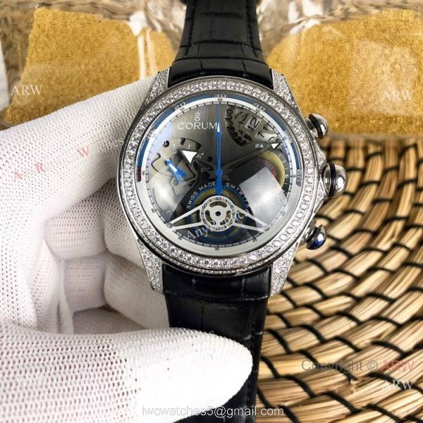 Bubble Chronograph Corum Watch Diamond Case Black Dial Bubble Chronograph Corum Watch Diamond Case Black Dial