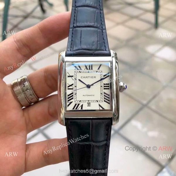 Buy Replica CARTIER Tank Automatic Watches SS Black Dial Buy Replica CARTIER Tank Automatic Watches SS Black Dial