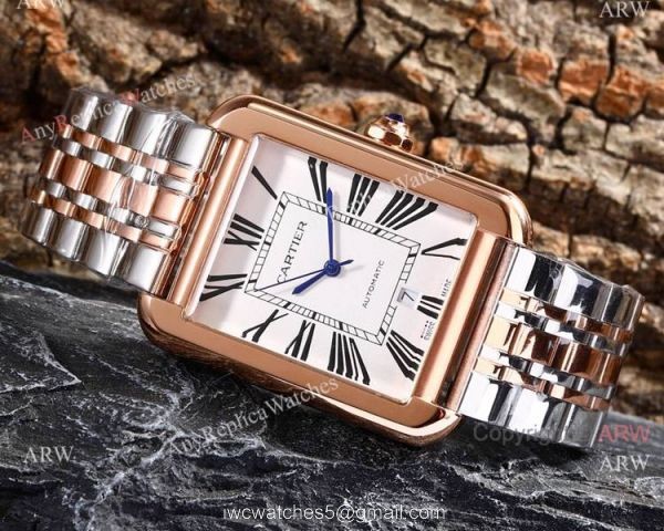 Replica Cartier Tank Solo Stainless Steel Black Roman Dial Watch Automatic Replica Cartier Tank Solo Stainless Steel Black Roman Dial Watch Automatic
