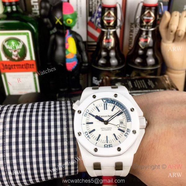 Swiss 3120 Audemars Piguet Royal Oak Offshore Divers White Ceramic Blue Rubber Watch New Replica Swiss 3120 Audemars Piguet Royal Oak Offshore Divers White Ceramic Blue Rubber Watch New Replica
