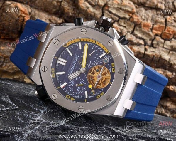Audemars Piguet Royal Oak Offshore 42mm Watch SS Tourbillon Yellow Face Audemars Piguet Royal Oak Offshore 42mm Watch SS Tourbillon Yellow Face